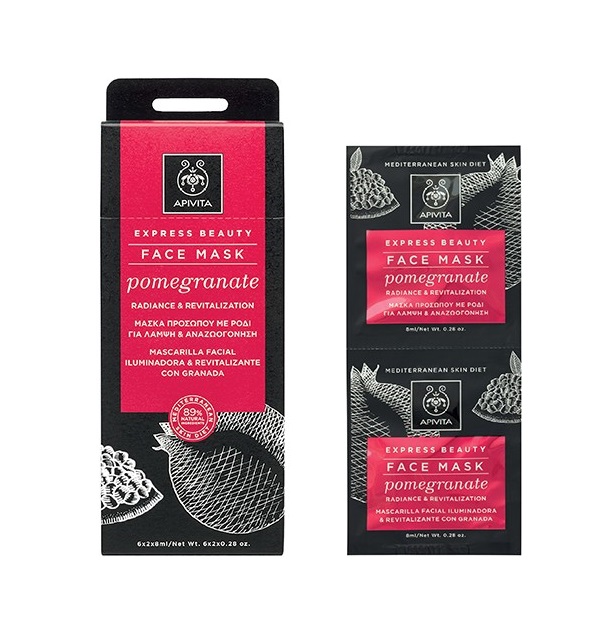22 Apivita revitalizing and radiance mask with pomegranate